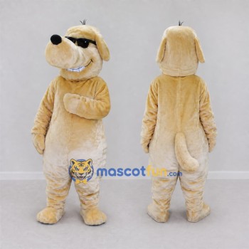 Custom Cream Dog with Sunglasses Mascot Costume Adult Full Body Suit for Pet Events