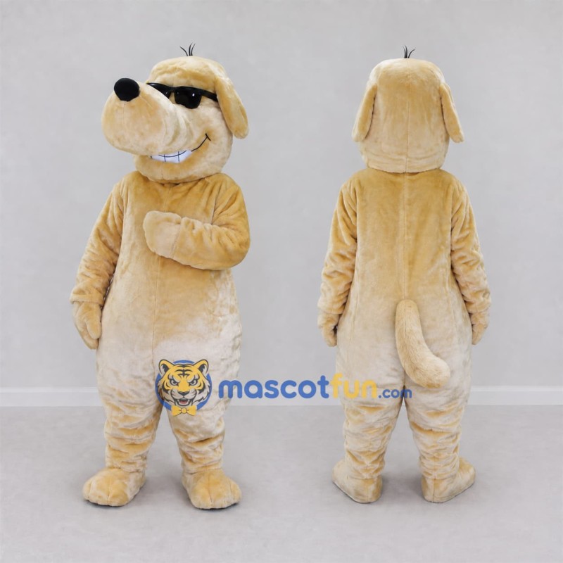 Custom Cream Dog with Sunglasses Mascot Costume Adult Full Body Suit for Pet Events