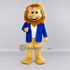 Custom Golden Brown and Blue Lion in Blazer Mascot Costume Adult Full Body Suit for School Events