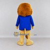 Custom Golden Brown and Blue Lion in Blazer Mascot Costume Adult Full Body Suit for School Events