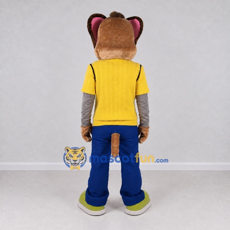 Custom Brown Yellow and Blue Mouse Mascot Costume Adult Full Body Suit for Children's Events