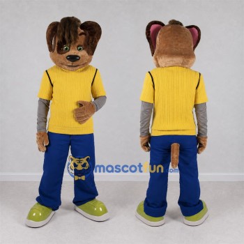 Custom Brown Yellow and Blue Mouse Mascot Costume Adult Full Body Suit for Children's Events