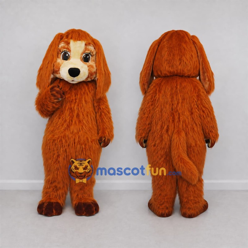 Custom Orange Brown Long-Eared Dog Mascot Costume Adult Full Body Suit for Pet Events Custom Orange Brown Long-Eared Dog Mascot Costume Adult Full Body Suit for Pet Events