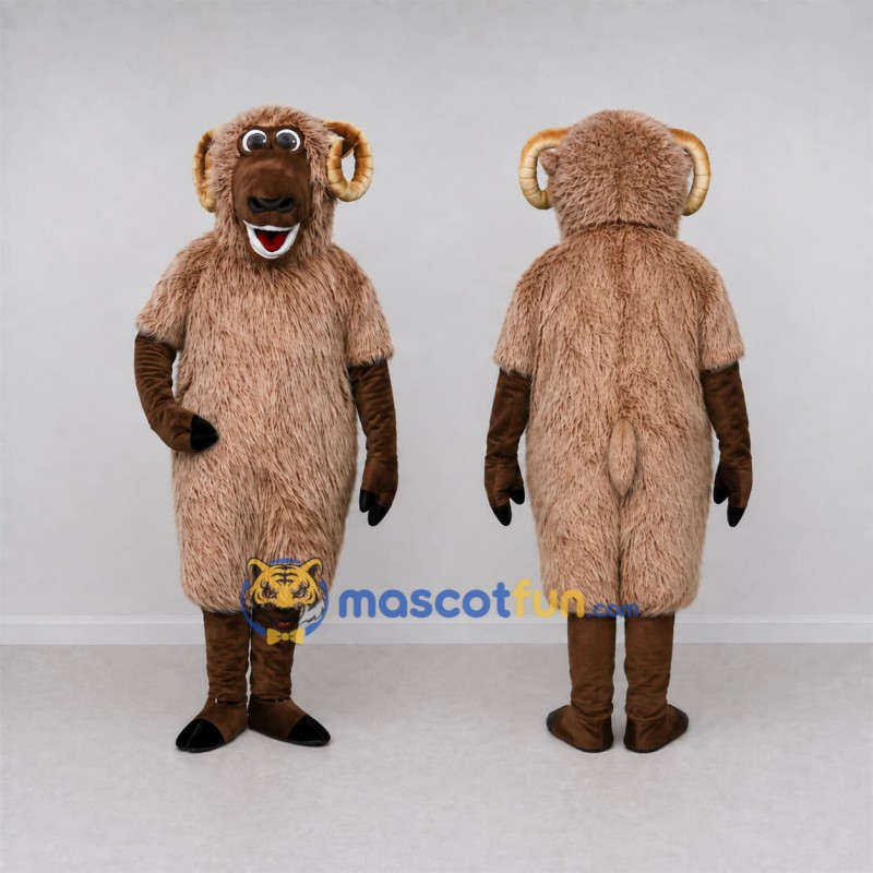 Custom Brown Ram Mascot Costume Adult Full Body Suit for Farm Events Custom Brown Ram Mascot Costume Adult Full Body Suit for Farm Events