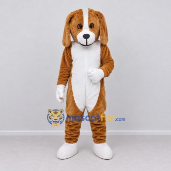 Custom Brown and White Dog Mascot Costume Adult Full Body Suit for Pet Events Custom Brown and White Dog Mascot Costume Adult Full Body Suit for Pet Events