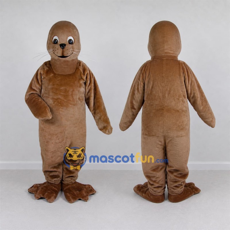 Custom Brown Seal Mascot Costume Adult Full Body Suit for Ocean Events Custom Brown Seal Mascot Costume Adult Full Body Suit for Ocean Events
