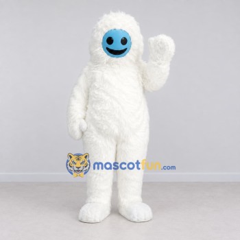 Custom White and Blue Yeti Mascot Costume Adult Full Body Suit for Winter Events