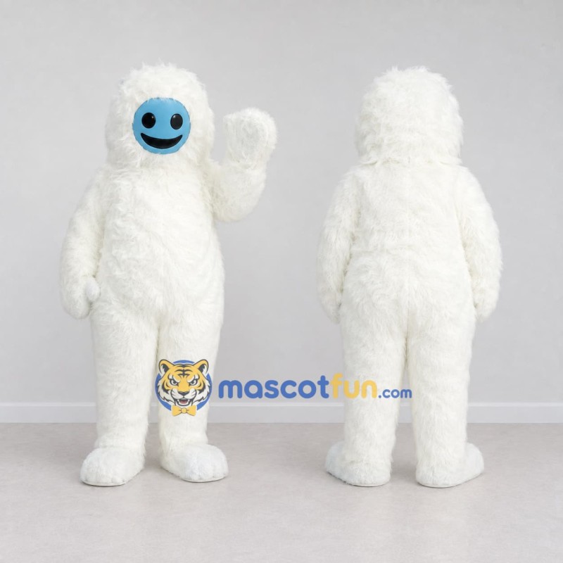 Custom White and Blue Yeti Mascot Costume Adult Full Body Suit for Winter Events Custom White and Blue Yeti Mascot Costume Adult Full Body Suit for Winter Events