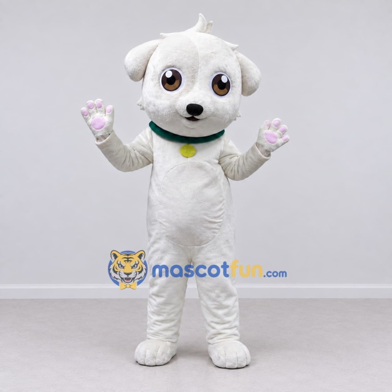Custom White Puppy Mascot Costume Adult Full Body Suit for Pet Events Custom White Puppy Mascot Costume Adult Full Body Suit for Pet Events