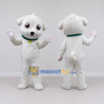 Custom White Puppy Mascot Costume Adult Full Body Suit for Pet Events