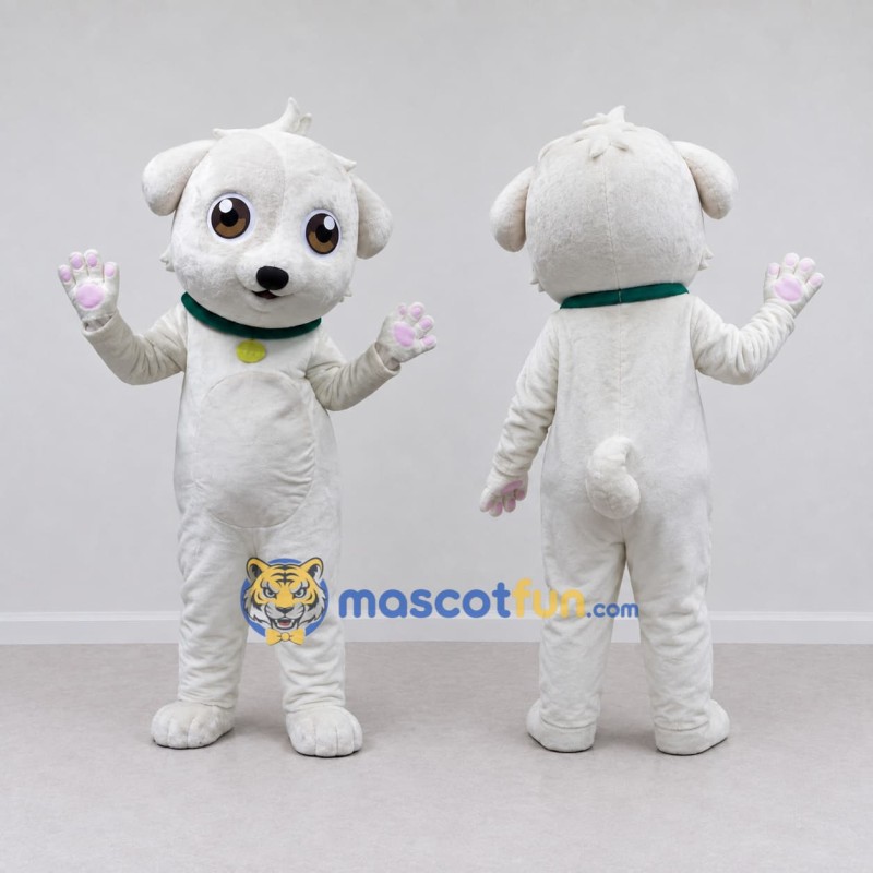 Custom White Puppy Mascot Costume Adult Full Body Suit for Pet Events Custom White Puppy Mascot Costume Adult Full Body Suit for Pet Events