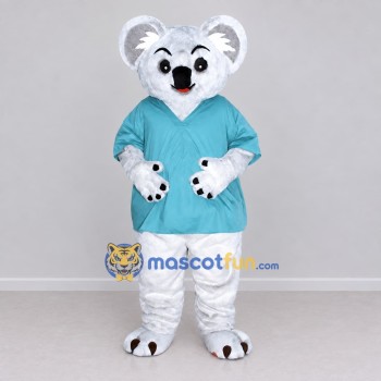 Custom White and Turquoise Koala in Scrubs Mascot Costume Adult Full Body Suit for Health Awareness Events Custom White and Turquoise Koala in Scrubs Mascot Costume Adult Full Body Suit for Health Awareness Events