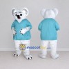 Custom White and Turquoise Koala in Scrubs Mascot Costume Adult Full Body Suit for Health Awareness Events