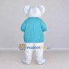 Custom White and Turquoise Koala in Scrubs Mascot Costume Adult Full Body Suit for Health Awareness Events