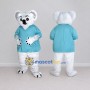 Custom White and Turquoise Koala in Scrubs Mascot Costume Adult Full Body Suit for Health Awareness Events