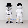 Custom White and Black Baseball Bear Mascot Costume Adult Full Body Suit for Sports Events