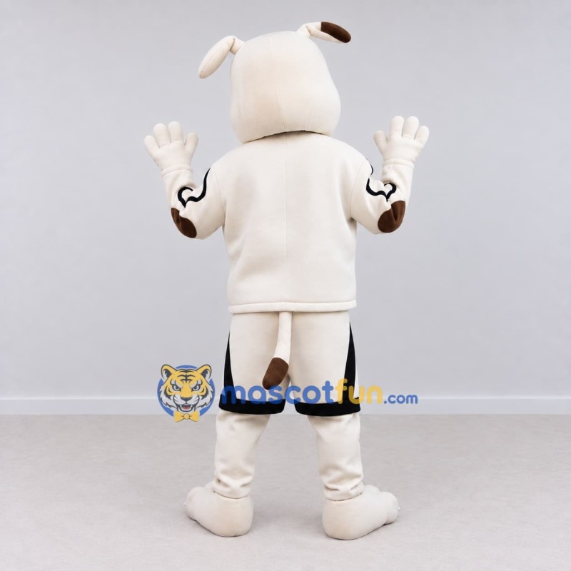 Custom Cream and Brown Dog in Sportswear Mascot Costume Adult Full Body Suit for Sports Events Custom Cream and Brown Dog in Sportswear Mascot Costume Adult Full Body Suit for Sports Events
