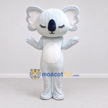 Custom Light Gray and White Koala Mascot Costume Adult Full Body Suit for Children's Events