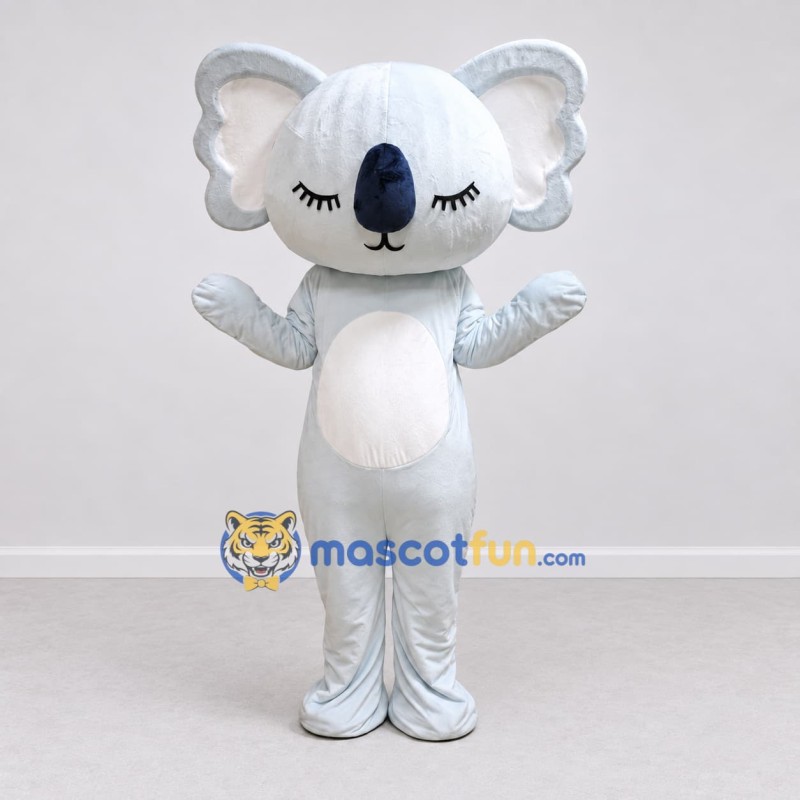 Custom Light Gray and White Koala Mascot Costume Adult Full Body Suit for Children's Events Custom Light Gray and White Koala Mascot Costume Adult Full Body Suit for Children's Events