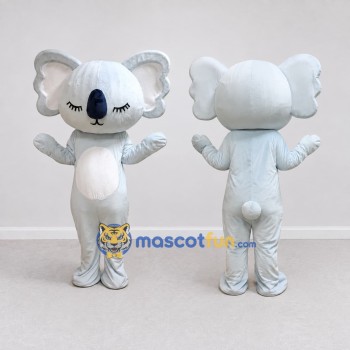 Custom Light Gray and White Koala Mascot Costume Adult Full Body Suit for Children's Events