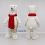 Custom White and Red Polar Bear with Scarf Mascot Costume Adult Full Body Suit for Winter Events