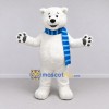 Custom White and Blue Polar Bear with Scarf Mascot Costume Adult Full Body Suit for Winter Events Custom White and Blue Polar Bear with Scarf Mascot Costume Adult Full Body Suit for Winter Events