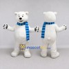 Custom White and Blue Polar Bear with Scarf Mascot Costume Adult Full Body Suit for Winter Events Custom White and Blue Polar Bear with Scarf Mascot Costume Adult Full Body Suit for Winter Events