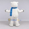 Custom White and Blue Polar Bear with Scarf Mascot Costume Adult Full Body Suit for Winter Events Custom White and Blue Polar Bear with Scarf Mascot Costume Adult Full Body Suit for Winter Events