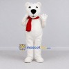 Custom White and Red Polar Bear with Scarf Mascot Costume Adult Full Body Suit for Winter Events Custom White and Red Polar Bear with Scarf Mascot Costume Adult Full Body Suit for Winter Events