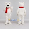 Custom White and Red Polar Bear with Scarf Mascot Costume Adult Full Body Suit for Winter Events Custom White and Red Polar Bear with Scarf Mascot Costume Adult Full Body Suit for Winter Events