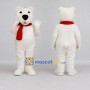 Custom White and Red Polar Bear with Scarf Mascot Costume Adult Full Body Suit for Winter Events