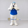 Custom White and Blue Dog in T-Shirt Mascot Costume Adult Full Body Suit for Pet Events Custom White and Blue Dog in T-Shirt Mascot Costume Adult Full Body Suit for Pet Events