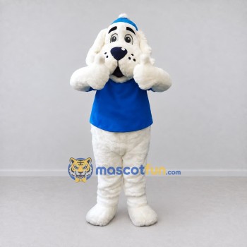 Custom White and Blue Dog in T-Shirt Mascot Costume Adult Full Body Suit for Pet Events