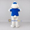Custom White and Blue Dog in T-Shirt Mascot Costume Adult Full Body Suit for Pet Events Custom White and Blue Dog in T-Shirt Mascot Costume Adult Full Body Suit for Pet Events