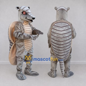 Custom Gray and Tan Armadillo Mascot Costume Adult Full Body Suit for Wildlife Events