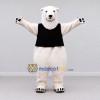 Custom White and Black Polar Bear in Vest Mascot Costume Adult Full Body Suit for Winter Events Custom White and Black Polar Bear in Vest Mascot Costume Adult Full Body Suit for Winter Events