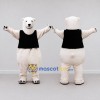 Custom White and Black Polar Bear in Vest Mascot Costume Adult Full Body Suit for Winter Events Custom White and Black Polar Bear in Vest Mascot Costume Adult Full Body Suit for Winter Events