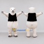 Custom White and Black Polar Bear in Vest Mascot Costume Adult Full Body Suit for Winter Events