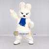 Custom White and Blue Rabbit with Scarf Mascot Costume Adult Full Body Suit for Winter Events Custom White and Blue Rabbit with Scarf Mascot Costume Adult Full Body Suit for Winter Events