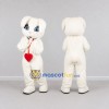 Custom White and Red Lop-Eared Rabbit with Heart Mascot Costume Adult Full Body Suit for Valentine's Events Custom White and Red Lop-Eared Rabbit with Heart Mascot Costume Adult Full Body Suit for Valentine's Events
