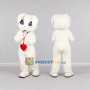 Custom White and Red Lop-Eared Rabbit with Heart Mascot Costume Adult Full Body Suit for Valentine's Events