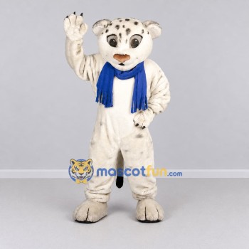 Custom Cream and Blue Spotted Cat with Scarf Mascot Costume Adult Full Body Suit for Wildlife Events