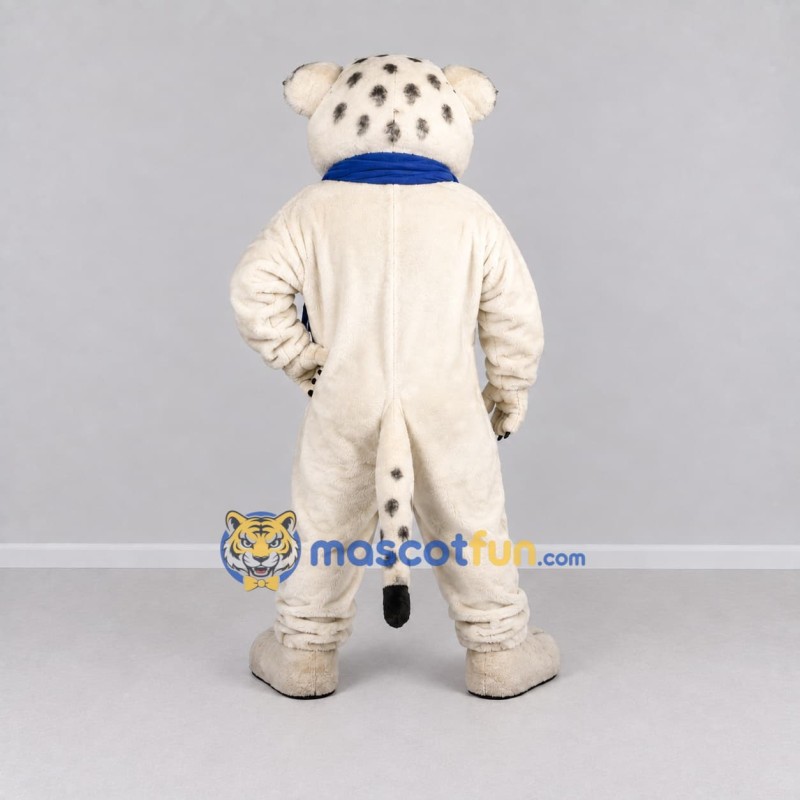 Custom Cream and Blue Spotted Cat with Scarf Mascot Costume Adult Full Body Suit for Wildlife Events