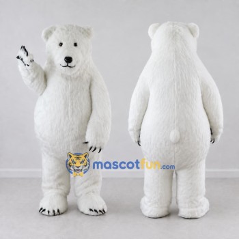 Custom White Polar Bear Mascot Costume Adult Full Body Suit for Winter Events