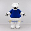 Custom White and Blue Polar Bear in T-Shirt Mascot Costume Adult Full Body Suit for Winter Events Custom White and Blue Polar Bear in T-Shirt Mascot Costume Adult Full Body Suit for Winter Events