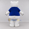 Custom White and Blue Polar Bear in T-Shirt Mascot Costume Adult Full Body Suit for Winter Events Custom White and Blue Polar Bear in T-Shirt Mascot Costume Adult Full Body Suit for Winter Events