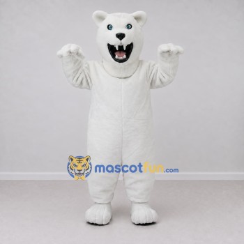 Custom White Roaring Polar Bear Mascot Costume Adult Full Body Suit for Sports Events