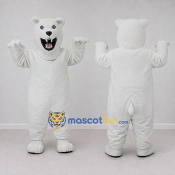 Custom White Roaring Polar Bear Mascot Costume Adult Full Body Suit for Sports Events