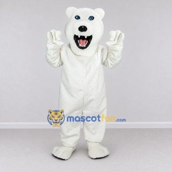 Custom White Roaring Polar Bear Mascot Costume Adult Full Body Suit for Sports Events