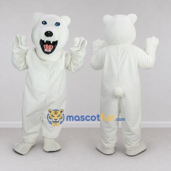 Custom White Roaring Polar Bear Mascot Costume Adult Full Body Suit for Sports Events